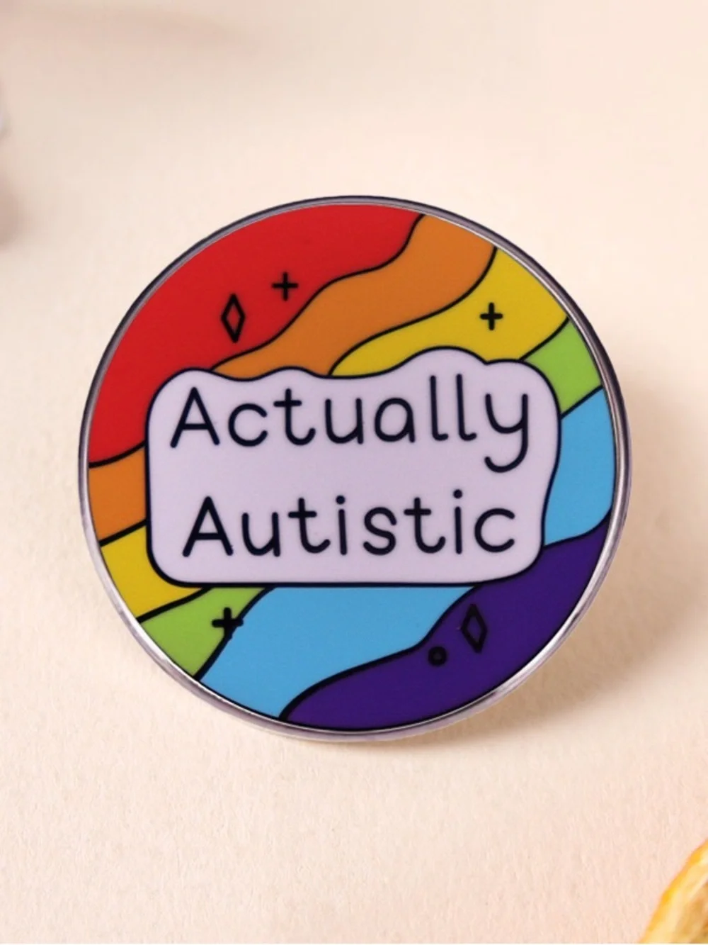 Actually Autistic Rainbow Enamel Pin – Neurodiversity Awareness Lapel Pin